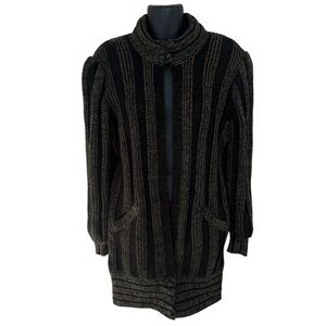 Morado Women's Green and Black Knit Princess Sleeve Cardigan Size Small